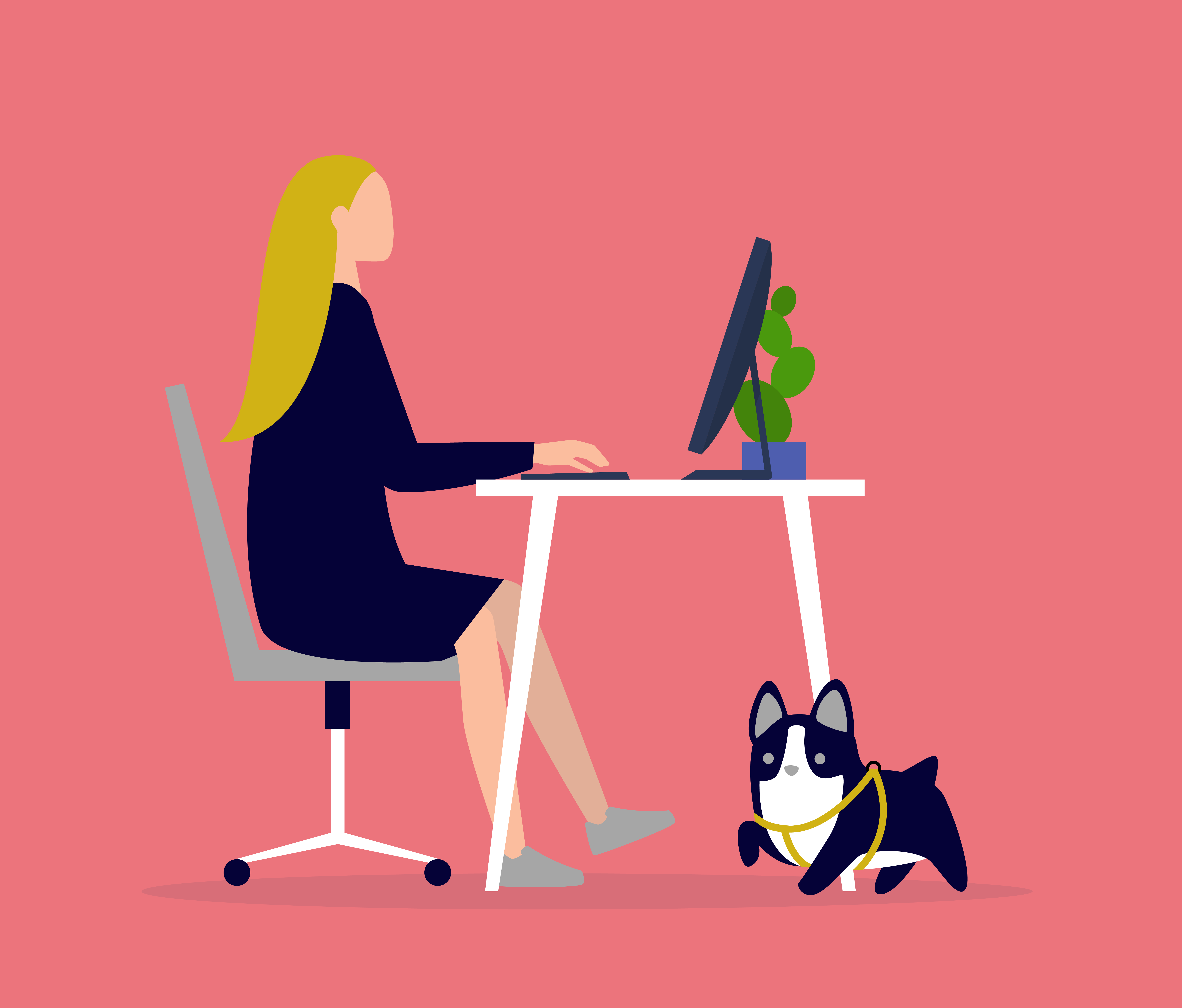 Show how dogs can be part of our work environment.