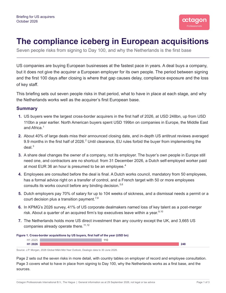 Page 1 of the briefing The compliance iceberg in European acquisitions